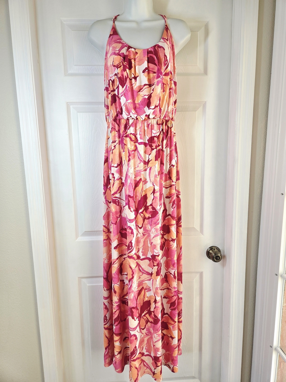 NAIF Pink and Peach Floral Maxi Dress